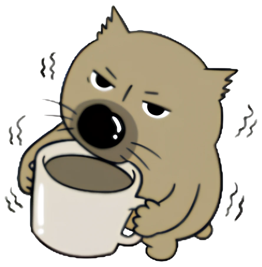 Dugo shaking, drinking coffee straight from the pot with both hands